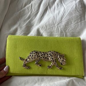 Garland panther clutch bag with strap